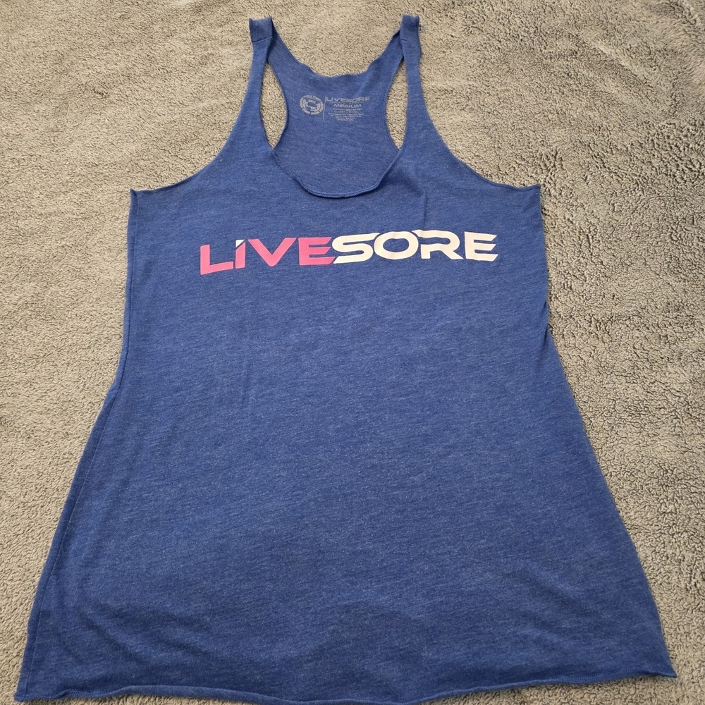 Livesore Women's Blue Medium‎ Girl Gang Athletic Gym Weightlifting Tank Top